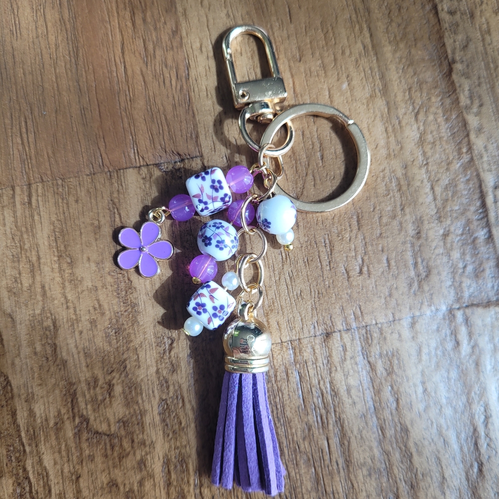 New Purple and Gold Tone Keychain